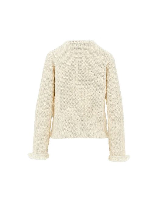 Emporio Armani Natural Raffia Effect Crochet Knit Jacket