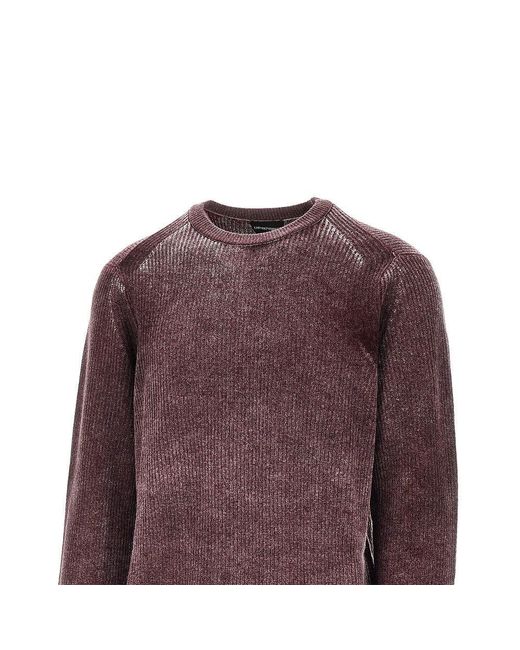 Emporio Armani Purple Knitted Sweater With Faded Effect for men