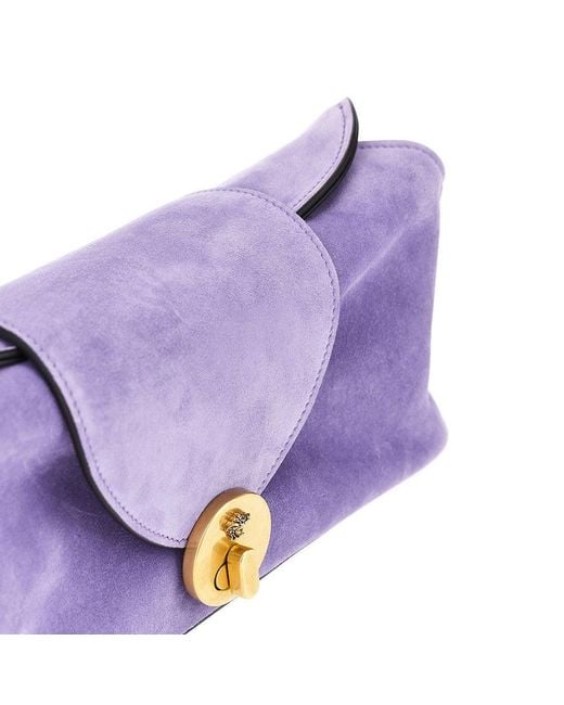 Versace Purple Suede Leather 'Vivian' Clutch