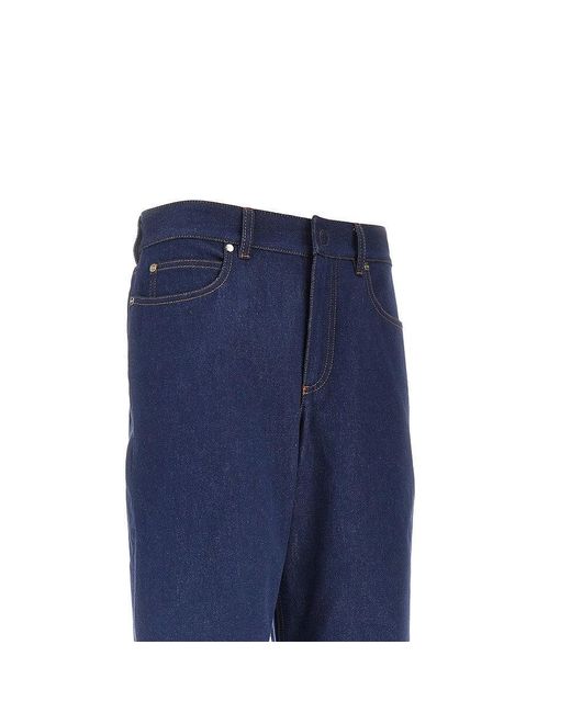 Fendi Blue Wide Leg Jeans With Ff Back