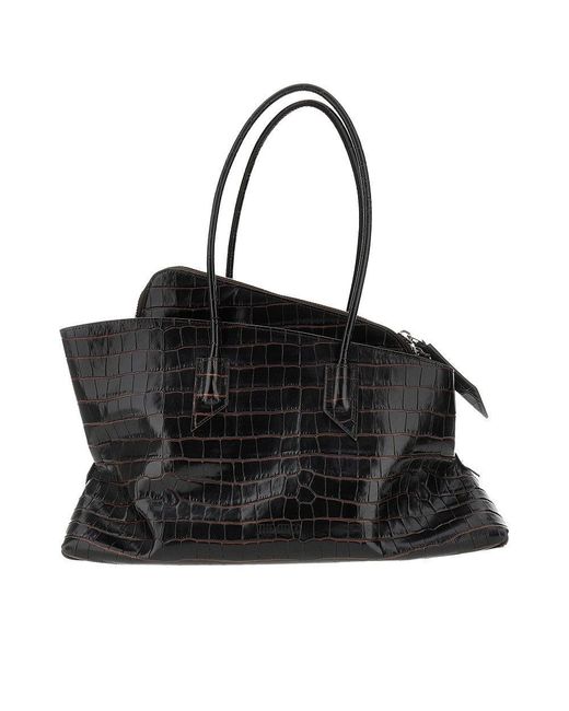 The Attico Black Leather Medium 'La Passeggiata' Bag