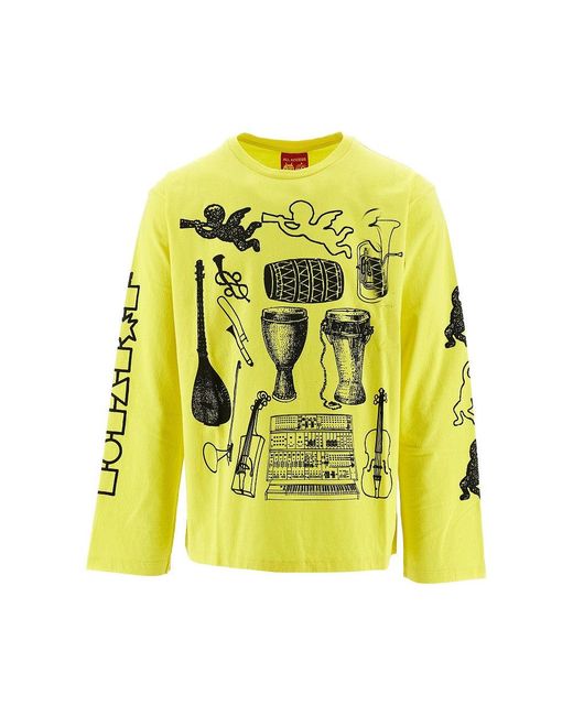 Public Possession Yellow 'Musik Instrument' Cotton T-Shirt for men
