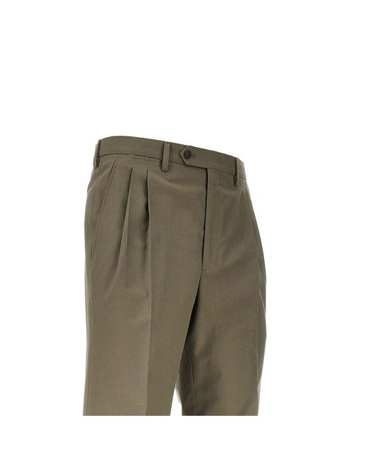 Prada Green Wool-Blend Pants With Darts for men