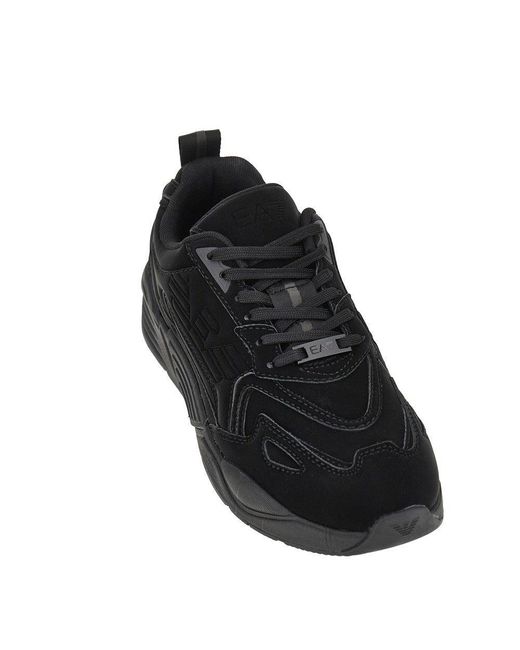 EA7 Black Coated Nylon Sneakers With Eagle Logo 7 for men