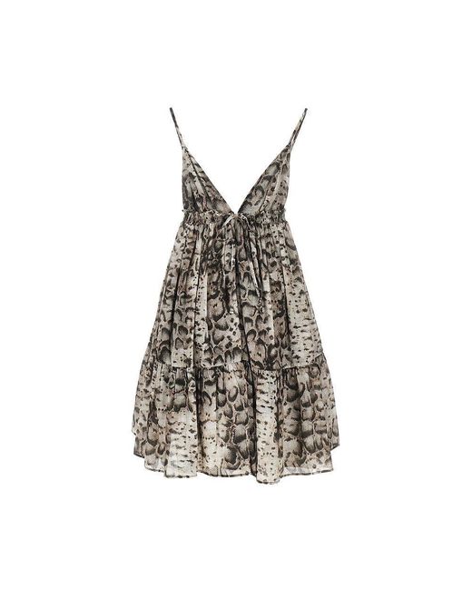 Pinko Black Snake-Print Muslin Mini Dress