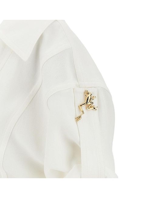 Bottega Veneta White Viscose And Linen Midi Dress