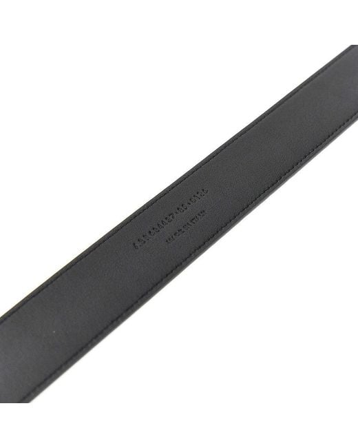 Saint Laurent Black 'Cassandre' Grained Leather Belt