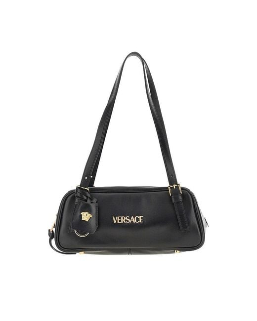 Versace Black Tag' Nappa Leather Bowling Bag