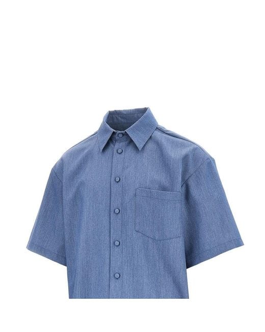 C.9.3 Blue Viscose-Blend Boxy Fit Shirt for men