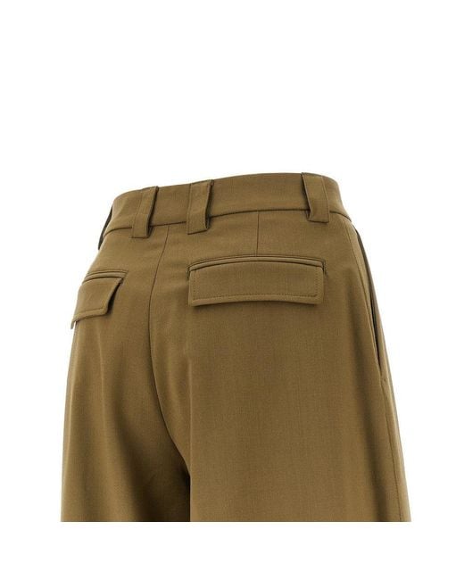 THE LATEST Green Gabardine Tapered Pants With Dart