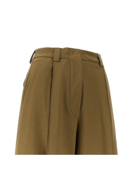 THE LATEST Green Gabardine Tapered Pants With Dart