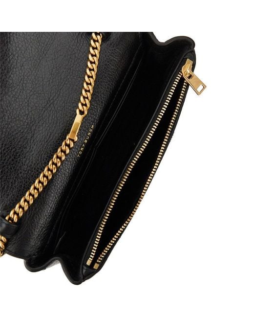 Tory Burch Black Quilted Leather 'Charlie' Bag With Chain