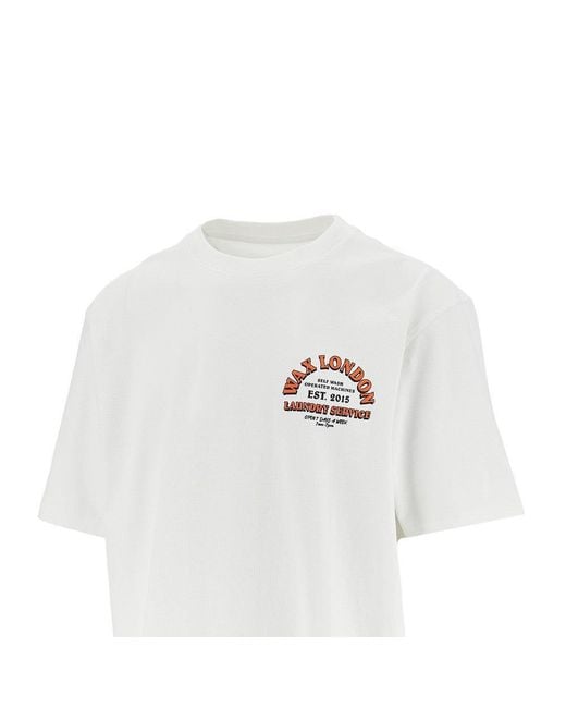 Wax London White Laundry Print 'Milton' T-Shirt for men