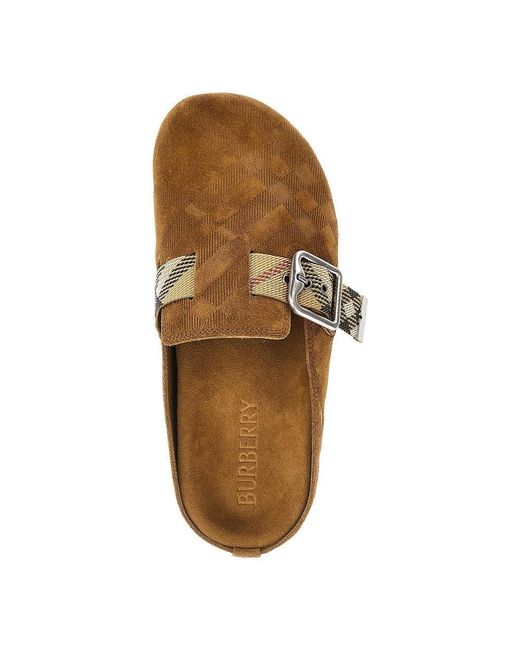 Burberry Brown Check Suede Leather 'Urchin' Clogs
