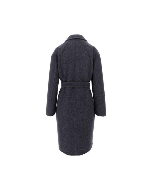 Max Mara Blue Wool Coat With Belt