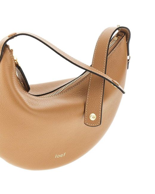 IOEF Brown 'Lula' Grained Leather Bag