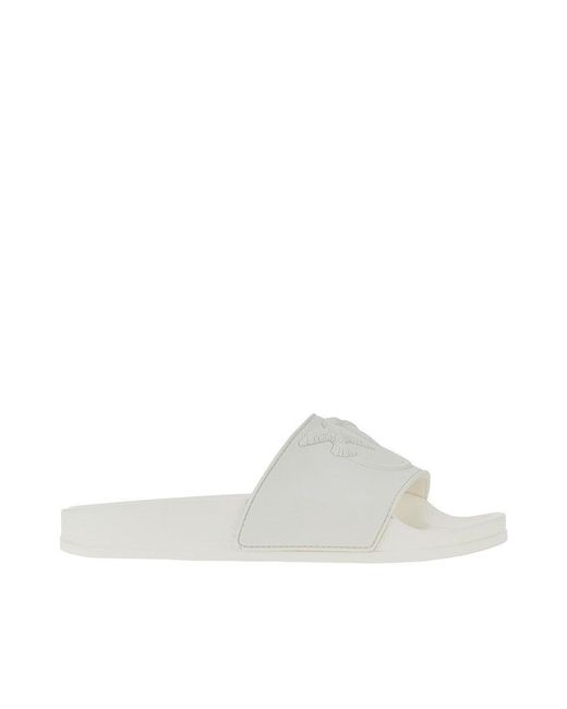 Pinko White Love Birds Logo Rubber Slides