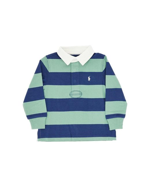 Ralph Lauren Blue Striped Cotton Jersey Polo Shirt Kids for men
