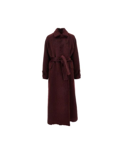 Max Mara Red Alpaca-Blend Oversized Long Coat