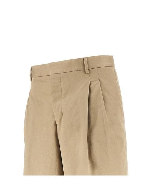 AMI Natural Cotton Gabardine Shorts With Darts for men