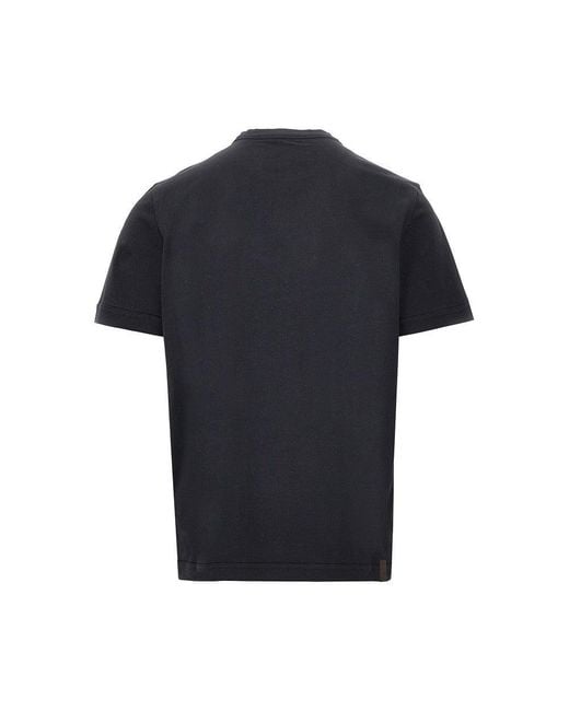 Moncler Black Cotton Jersey T-Shirt With Logo Patch for men