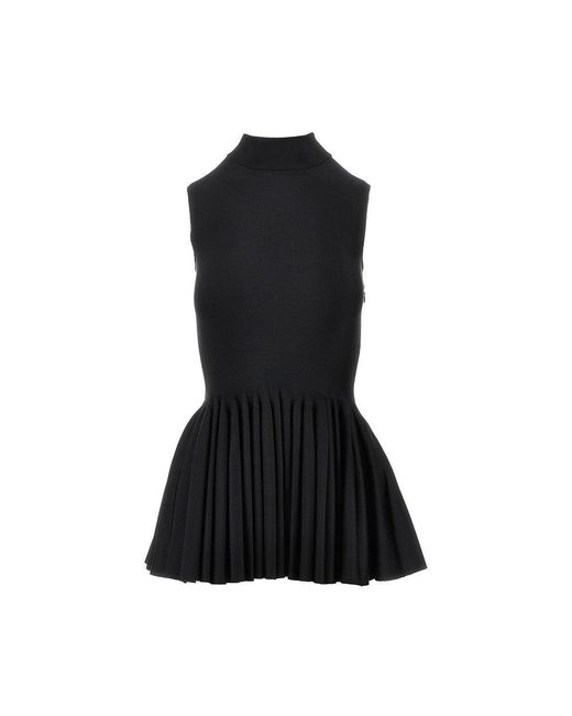 Alaïa Black Knitted Top With Godet