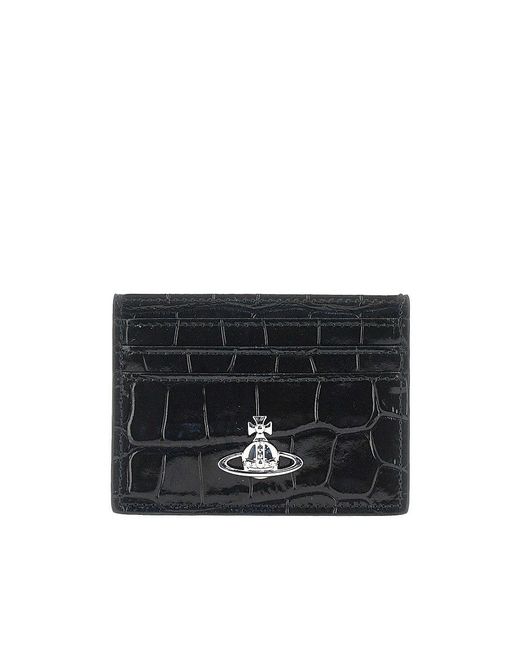Vivienne Westwood Black Croco-Embossed Leather Cardholder