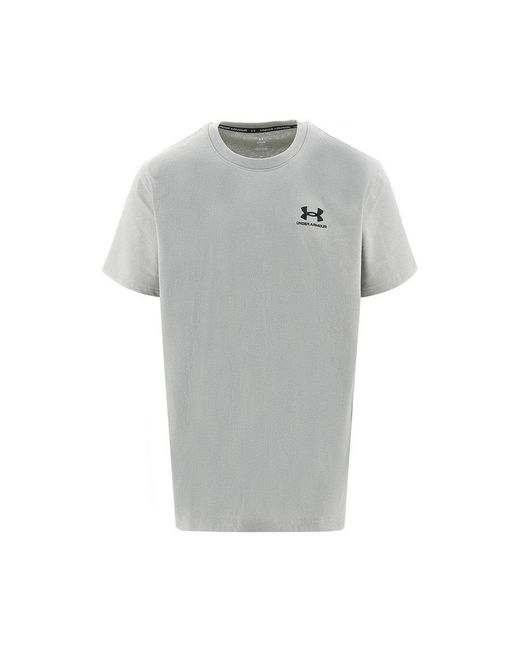 Under Armour Gray Loose Fit T-Shirt With Logo Embroidery for men