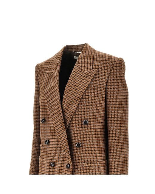 Chloé Brown Houndstooth Wool Double-Breasted Jacket