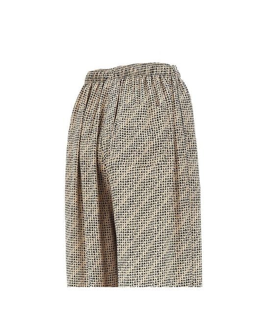 Balenciaga Brown Silk Pants With Monogram Print