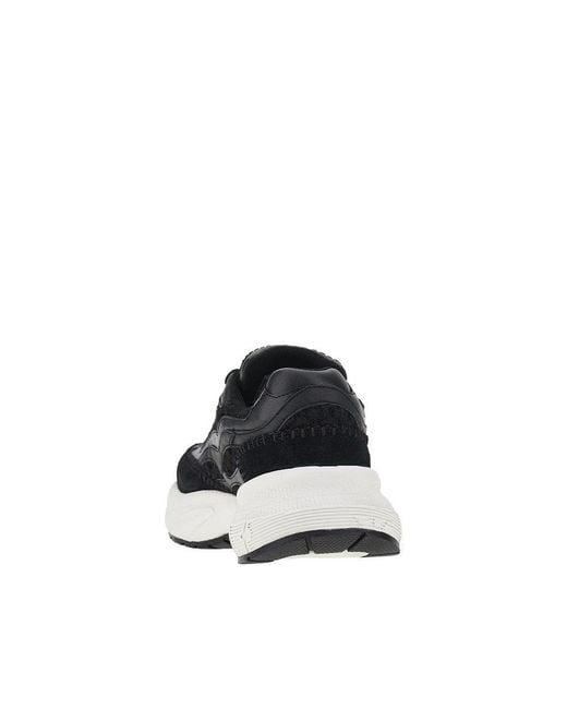 Emporio Armani Blue Knitted Sneakers With Faux Leather Details