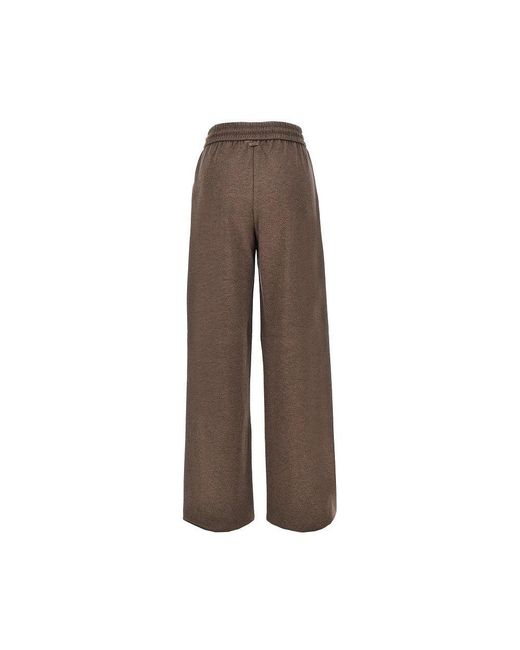 Max Mara Brown Silk-Blend Jersey Wide-Leg Pants