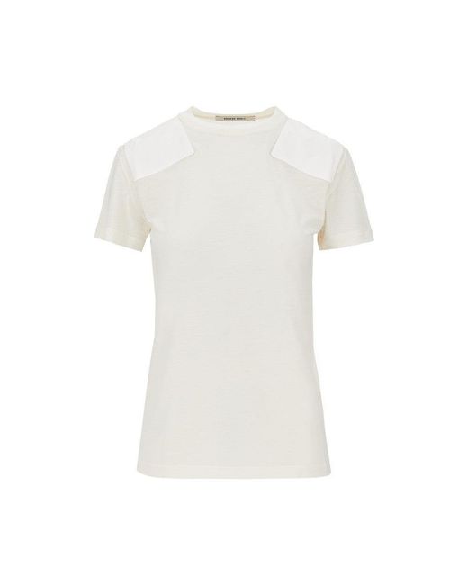 Phoebe Philo White Cotton And Lyocell T-Shirt With Patch