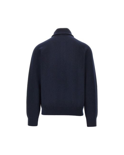 Prada Blue Wool And Cashmere Half-Zip Sweater for men