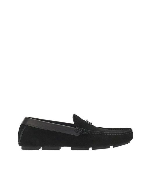 Dolce & Gabbana Black Suede Leather Driver Loafers 42 for men