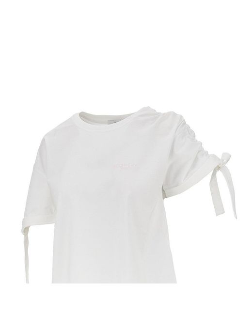 Givenchy White Jersey T-Shirt With Logo Embroidery