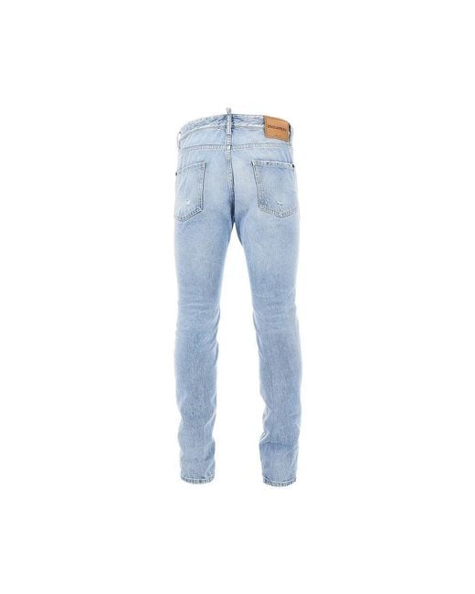 DSquared² Blue Distressed Denim Teddy Jeans for men