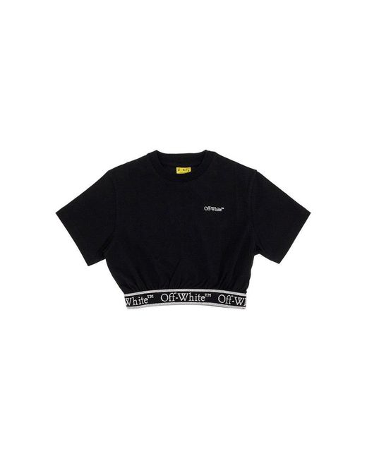 Off-White c/o Virgil Abloh Black Off Logo Band Cropped T-Shirt Kids