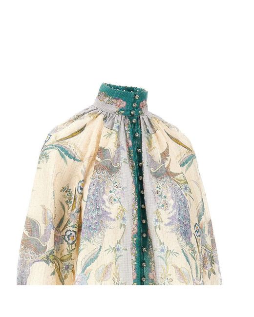 Zimmermann Blue 'Indra' Cotton And Silk Blouse