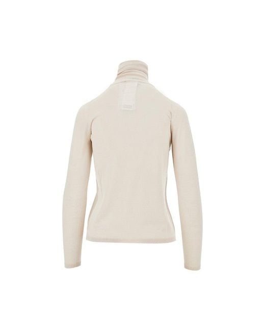 Max Mara Natural Virgin Wool Knitting Turtleneck