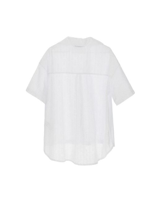 MSGM White Jersey And Broderie Anglaise T-Shirt