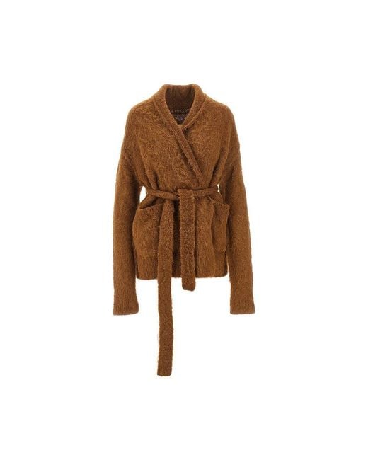 Uma Wang Brown Alpaca-Blend Cardigan With Belt