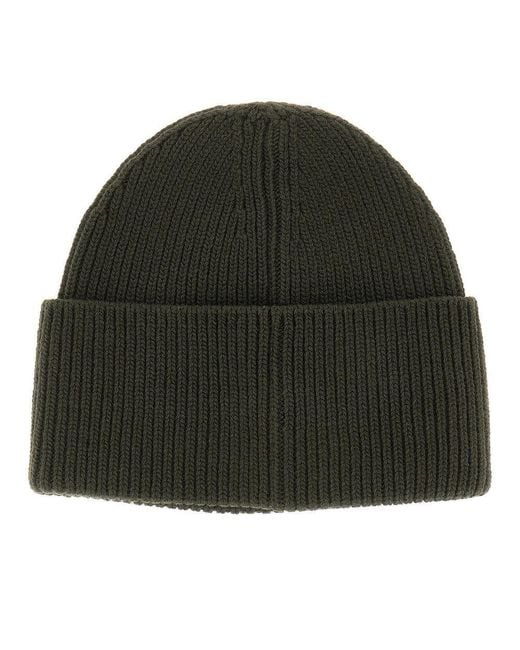 Moncler Green Logo Patch Beanie Hat for men