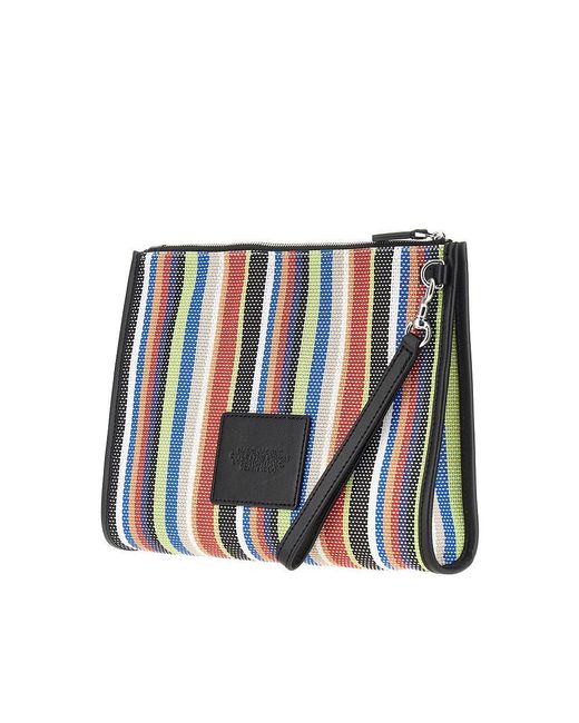 Marc Jacobs Blue Striped Mesh Pouch