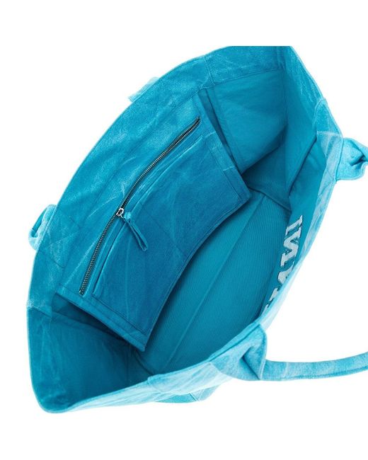 Ganni Blue Shopping Bag With Banana Print