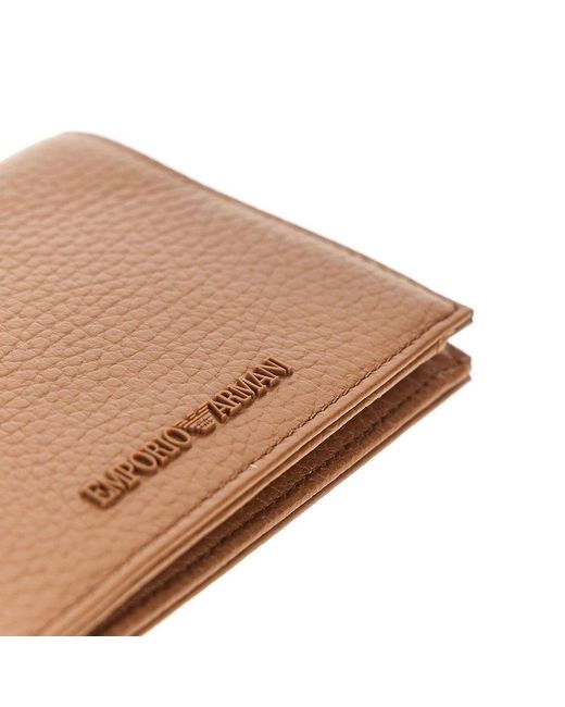Emporio Armani Brown Grained Leather Bi-Fold Wallet for men