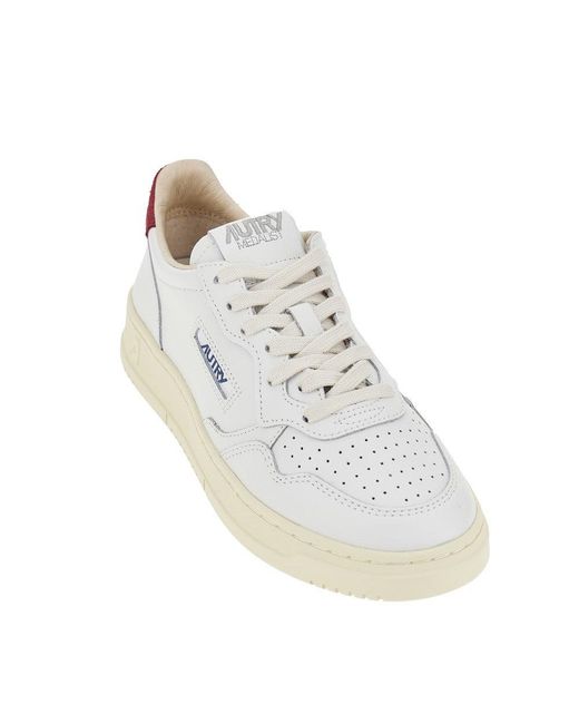 Autry White Medalist Low Leather Sneakers for men