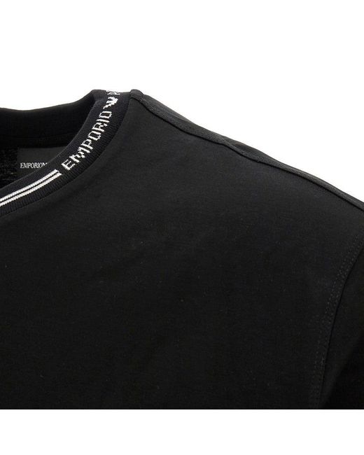 Emporio Armani Black T-Shirt With Branded Crewneck for men