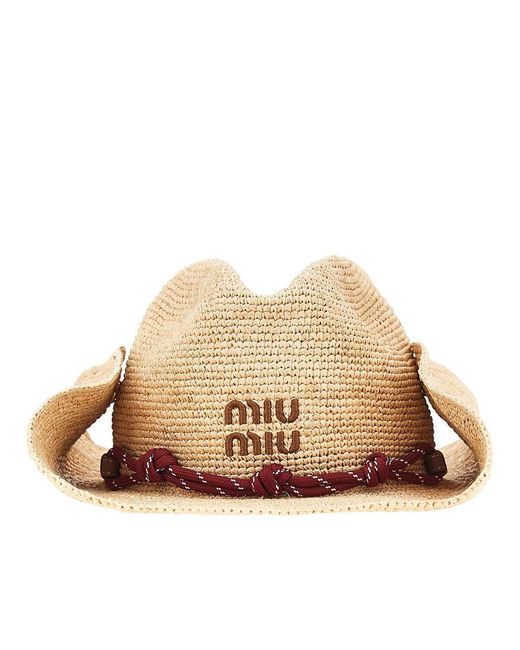 Miu Miu Natural Raffia Cowboy Hat