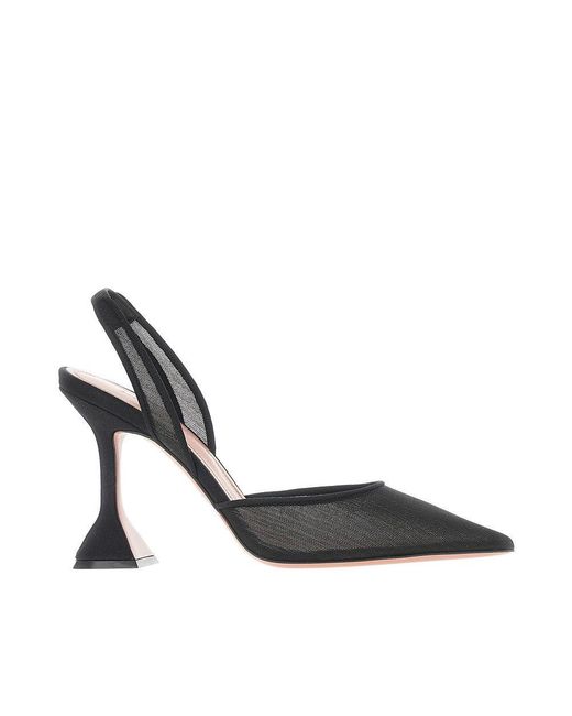 AMINA MUADDI Black 'Holli' Mesh Slingback Pumps